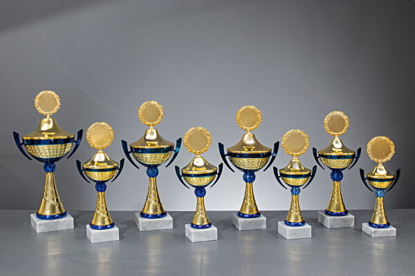 Pokal "Tatjana" blau-goldfarbig, 25,0 bis 37,5 cm