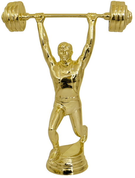 Gewichtheber-Figur, gold, 17,2 cm hoch mit Sockel
