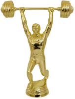 Gewichtheber-Figur, gold, 17,2 cm hoch mit Sockel