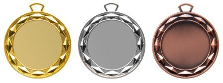 Zamak-Medaille "Sternspitzen" mit 70 mm Ø, gold-/silber-/bronzefarbig,