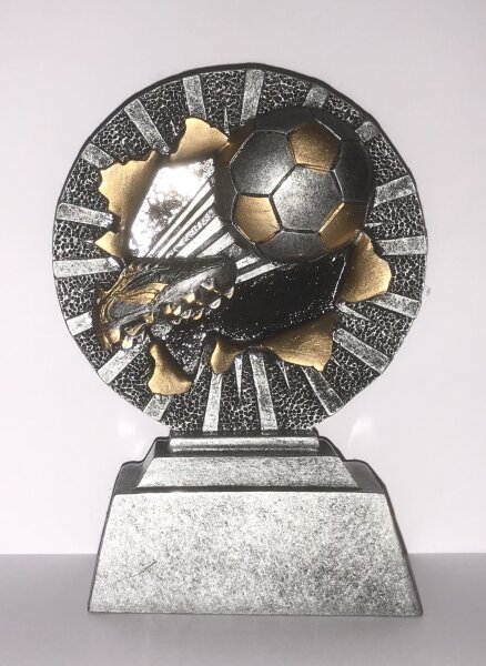 Fußballtrophäe Schuh mit Ball 10 cm hoch