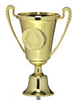 Moderner Champions-Pokal 13 cm hoch, mit Marmorsockel