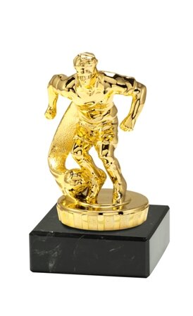 Fußballfigur- Spieler mit Ball, goldfarbig, ca. 10 cm hoch