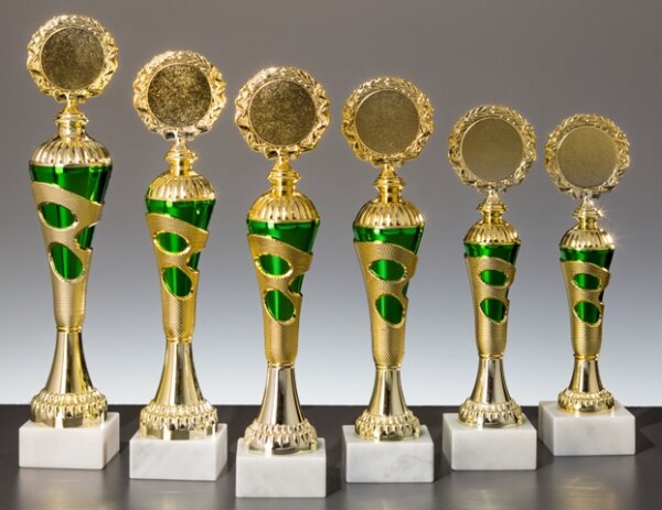 Pokalständer gold-/grünfarbig, 25,5 bis 33,4 cm,
