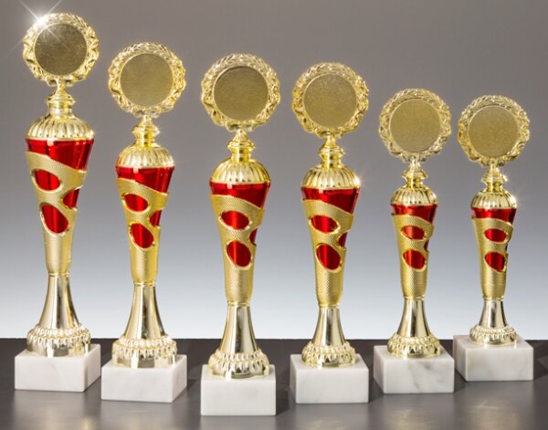 Pokalständer gold-/rotfarbig, 25,5 bis 33,4 cm,